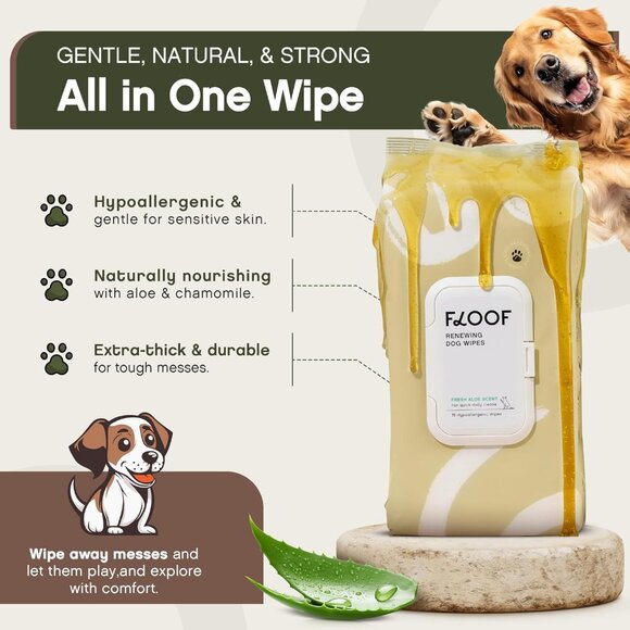 Hypoallergenic Dog Wipes – Natural Aloe Grooming Wipes for Paws Face Ears Eyes & - Picture 2 of 9